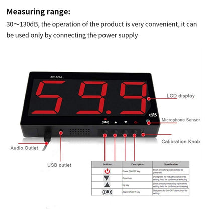 SNDWAY SW525A Wall-mounted 30-130dB Large Screen Digital Display Noise Decibel Monitoring Testers - free shipping - PMC Jewellery - Order now!