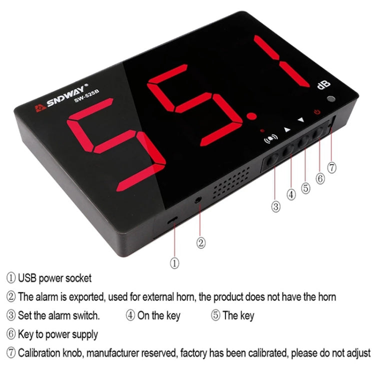 SNDWAY Wall-mounted 30~130dB Large Screen Digital Display Noise Decibel Monitoring Testers, Specification:SW525B with Storage + USB - free shipping - PMC Jewellery - Order now!
