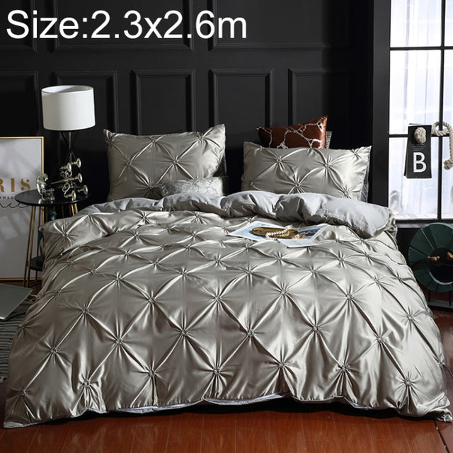 Washed Silk Flower Quilt Cover Bed Linings, Size:2.3x2.6m Three Piece Set(Silver Grey)