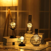 Retro Classic Iron Art LED Table Lamp Reading Lamp Night Light Bedroom Lamp Desk Lighting Home Decoration, Lampshade Style:Wake up Bottle