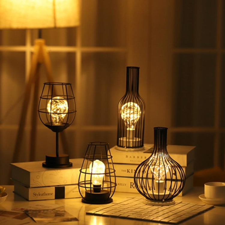 Retro Classic Iron Art LED Table Lamp Reading Lamp Night Light Bedroom Lamp Desk Lighting Home Decoration, Lampshade Style:Wake up Bottle