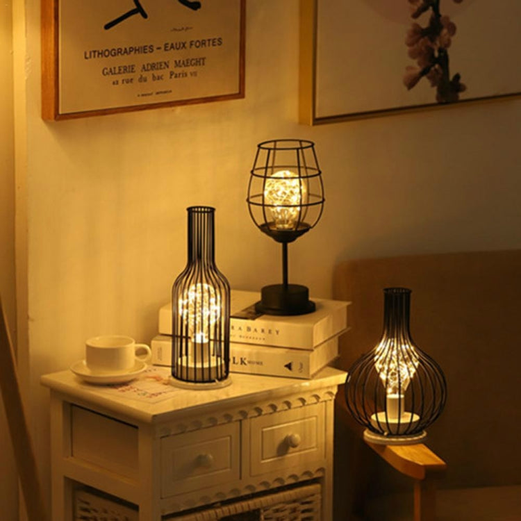 Retro Classic Iron Art LED Table Lamp Reading Lamp Night Light Bedroom Lamp Desk Lighting Home Decoration, Lampshade Style:Wake up Bottle