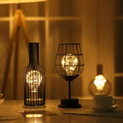 Retro Classic Iron Art LED Table Lamp Reading Lamp Night Light Bedroom Lamp Desk Lighting Home Decoration, Lampshade Style:Red ���ine Glass + Red ���ine Bottle