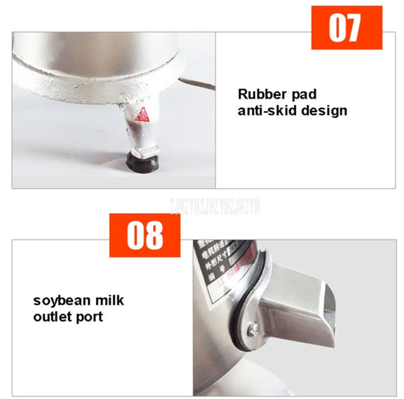 130/1800W Household Stainless Steel Refiner Large Capacity  Slurry Separation Fresh Grinding Soymilk Tofu Machine, CN Plug(Silver)