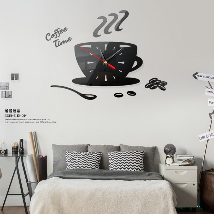 Home DIY 3D Stereo Decorative Fashion Coffee Wall Clock Acrylic Mirror Wall Sticker Coffee Clock(Black) - DIY Clocks by PMc TechLife | Online Shopping South Africa | PMc TechLife | Buy Now Pay Later Mobicred