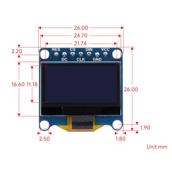 Waveshare 0.96 inch OLED Display Module, 128×64 Resolution, SPI / I2C Communication(C Yellow Blue)