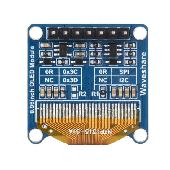 Waveshare 0.96 inch OLED Display Module, 128×64 Resolution, SPI / I2C Communication(C Yellow Blue)
