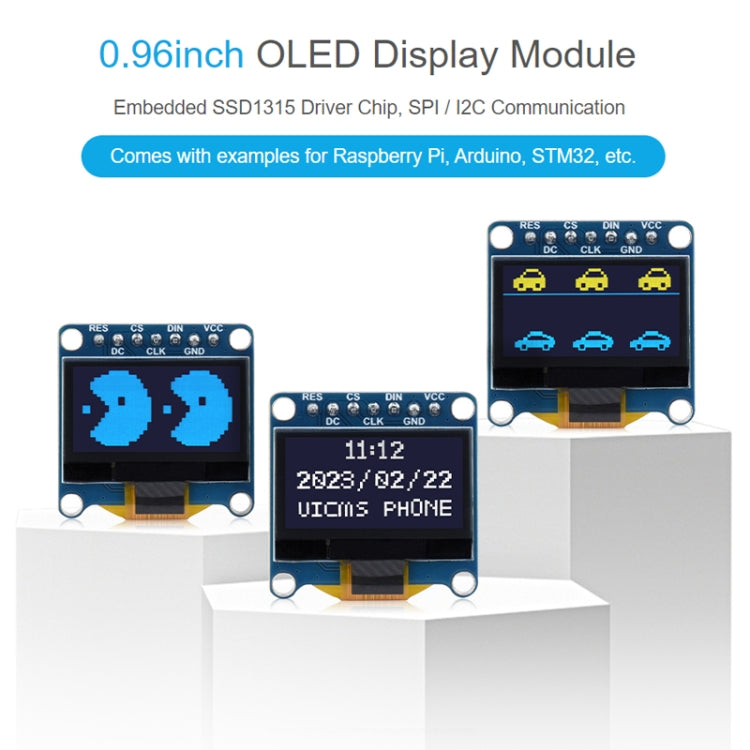 Waveshare 0.96 inch OLED Display Module, 128×64 Resolution, SPI / I2C Communication(D White) - free shipping - PMC Jewellery - Order now!