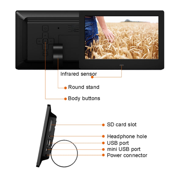 DPF-706-2.4G 7 inch Digital Photo Frame LED Wall Mounted Advertising Machine, Plug:EU Plug(White)