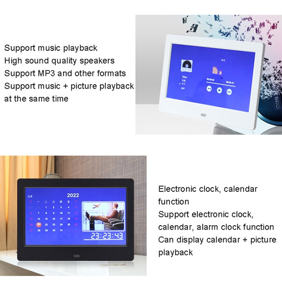 DPF-706-2.4G 7 inch Digital Photo Frame LED Wall Mounted Advertising Machine, Plug:EU Plug(White)