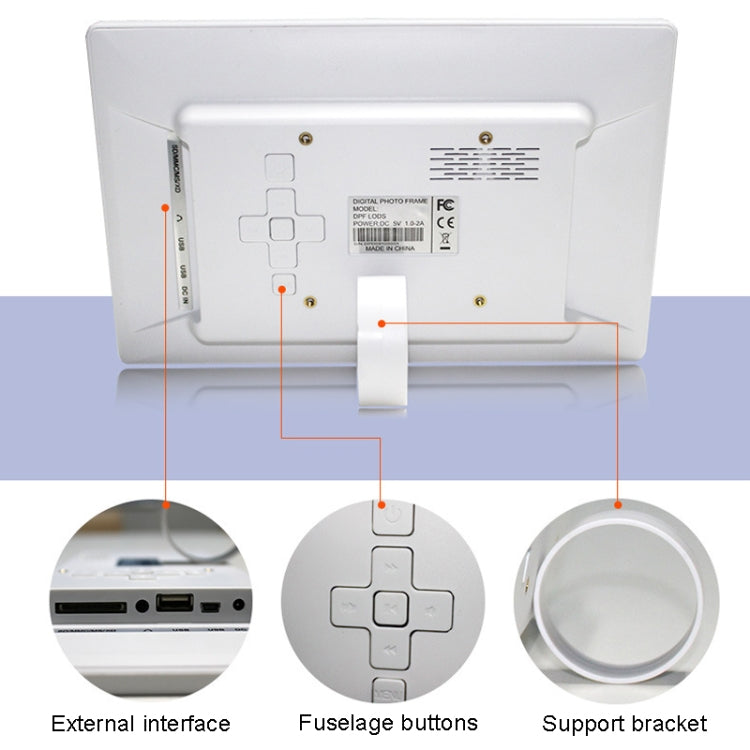 DPF-106 10.1 inch Digital Photo Frame LED Video Advertising Machine, Plug:EU Plug(White)
