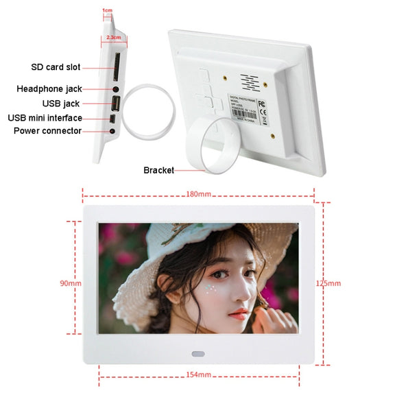 DPF-706 7 inch Digital Photo Frame LED Wall Mounted Advertising Machine, Plug:AU Plug(Black)