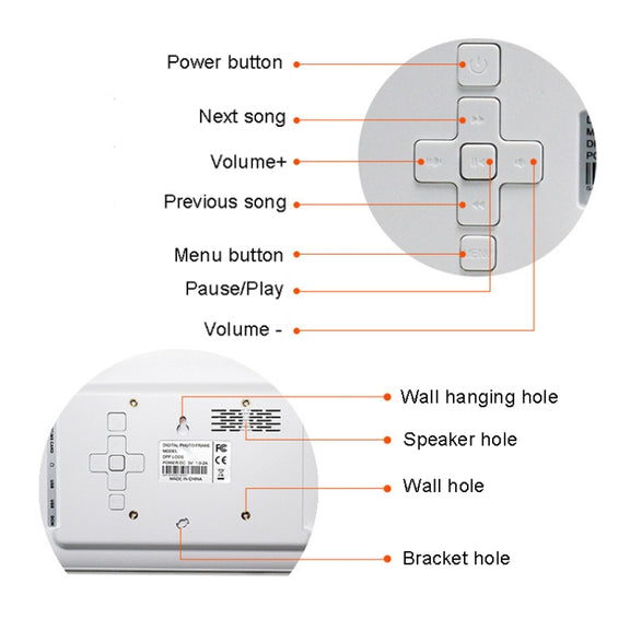 DPF-706 7 inch Digital Photo Frame LED Wall Mounted Advertising Machine, Plug:AU Plug(Black)