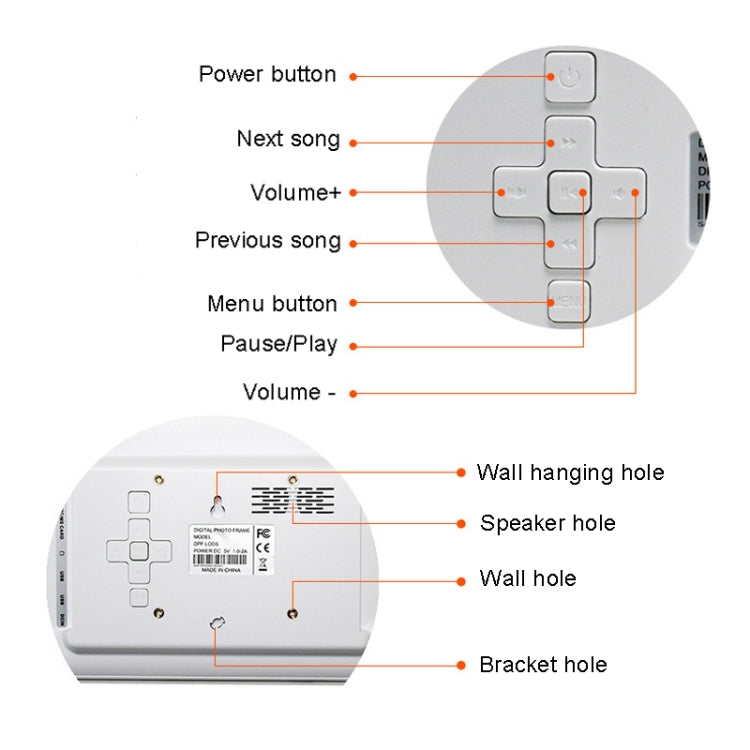 DPF-706 7 inch Digital Photo Frame LED Wall Mounted Advertising Machine, Plug:AU Plug(White)