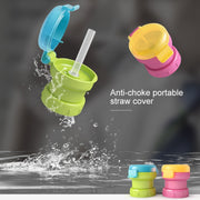 Children Portable Bottled Drinks Anti-overflow Anti-squash Replacement Straw Cap(Red)