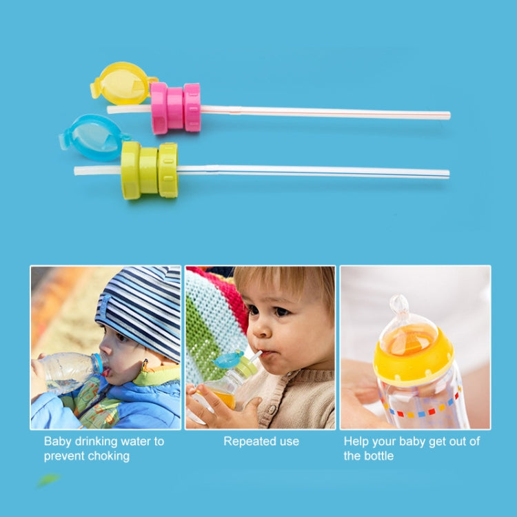 Children Portable Bottled Drinks Anti-overflow Anti-squash Replacement Straw Cap(Blue)