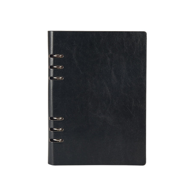 Business Notepad Loose Leaf Replaceable Inner Notebook Thickened Diary Book, Color:A5 Black