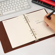 Business Notepad Loose Leaf Replaceable Inner Notebook Thickened Diary Book, Color:A5 Red