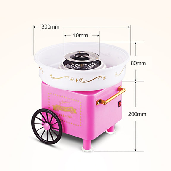 Retro Trolley Mini Cotton Candy Machine, Specification:U.S. Regulations 110 V(Pink)