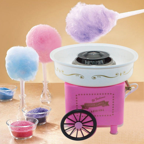 Retro Trolley Mini Cotton Candy Machine, Specification:U.S. Regulations 110 V(Pink)