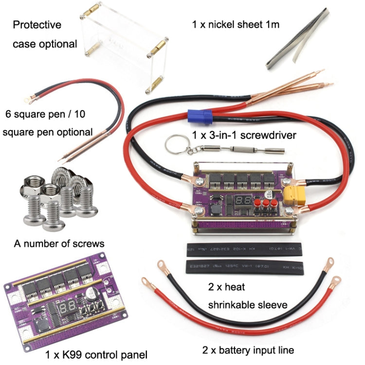 Compatible Version 12V Digital Display DIY Battery Spot Welding Machine Pen Control, Style:10 Square Pen - Others by PMC TechLife | Online Shopping South Africa | PMC TechLife | Buy Now Pay Later Mobicred
