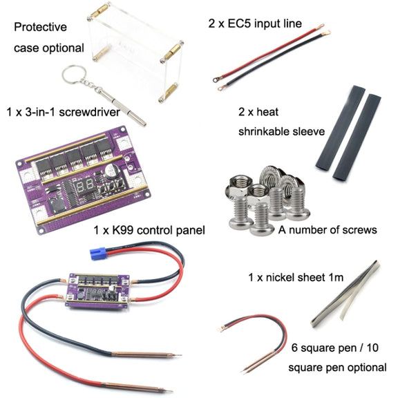 Start Treasure Version 12V Digital Display DIY Battery Spot Welding Machine Pen Control, Style:10 Square Pen With Case