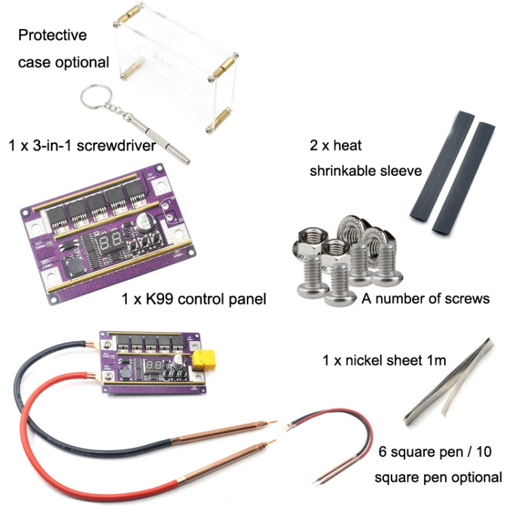 Model Airplane Battery Version 12V Digital Display DIY Battery Spot Welding Machine Pen Control, Style:6 Square Pen With Case