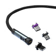 CC57 8 Pin + Type-C/USB-C + Micro USB Magnetic Interface Rotating Fast Charging Data Cable, Cbale Length: 1m(Black) - Charging Cable & Head by PMC TechLife | Online Shopping South Africa | PMC TechLife | Buy Now Pay Later Mobicred