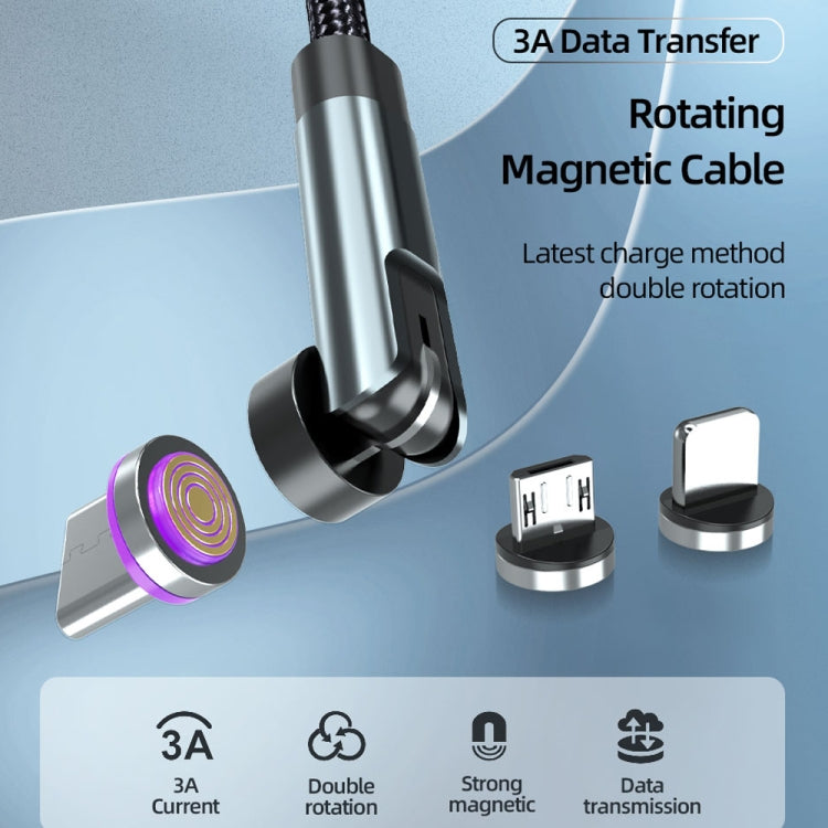 CC57 8 Pin + Type-C/USB-C + Micro USB Magnetic Interface Rotating Fast Charging Data Cable, Cbale Length: 1m(Black)