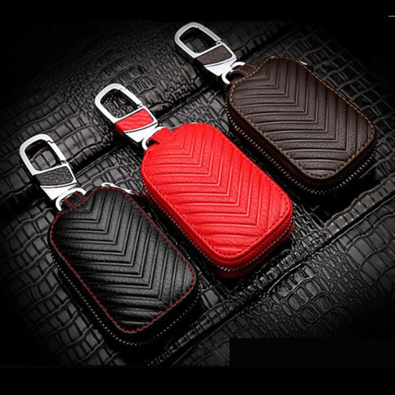 Multifunctional Hook Up Leather Car Key Bag(Black)