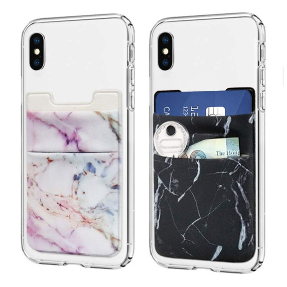 Marble Pattern Road Stretch Phone Back Plastic Card Holder Sticky Phone Clip(Pink)