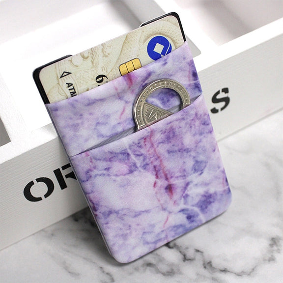 Marble Pattern Road Stretch Phone Back Plastic Card Holder Sticky Phone Clip(Pink)