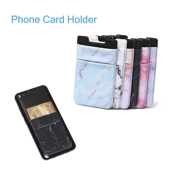 Marble Pattern Road Stretch Phone Back Plastic Card Holder Sticky Phone Clip(Pink)