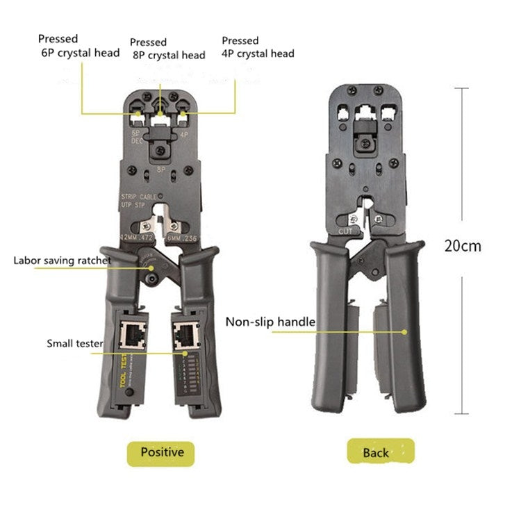 Multifunctional 4P8P6P Three-purpose Tester Ratchet Type Network Tool Squeeze Crimping Wire Network Pliers - Lan Cable and Tools by PMC Jewellery | Online Shopping South Africa | PMC Jewellery | Buy Now Pay Later Mobicred