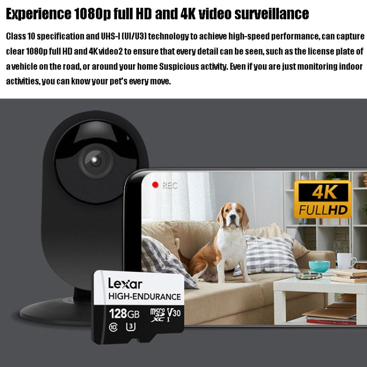 Lexar MicroSDHC 128GB High-endurance Driving Recorder Video Surveillance Camera TF Memory Card Video Card - free shipping - PMC Jewellery - Order now!