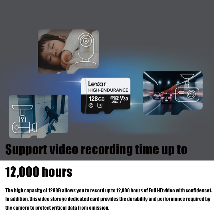 Lexar MicroSDHC 128GB High-endurance Driving Recorder Video Surveillance Camera TF Memory Card Video Card - free shipping - PMC Jewellery - Order now!