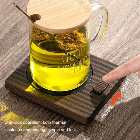Home USB Constant Temperature Cup Mat Heat Thermos Coaster, Style:Without Adapter(Vintage Brown)