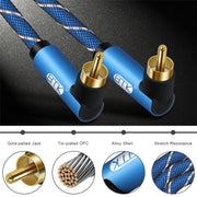 EMK Dual 90-Degree Male To Male Nylon Braided Audio Cable, Cable Length:0.5m(Blue)