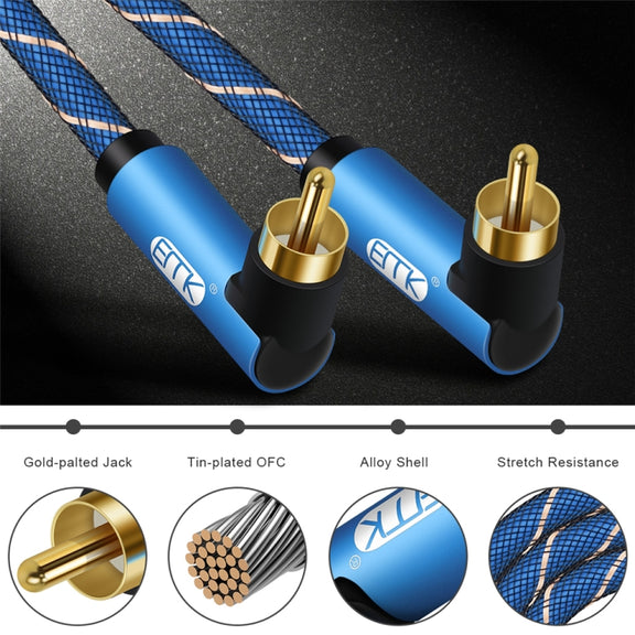 EMK Dual 90-Degree Male To Male Nylon Braided Audio Cable, Cable Length:0.5m(Blue)