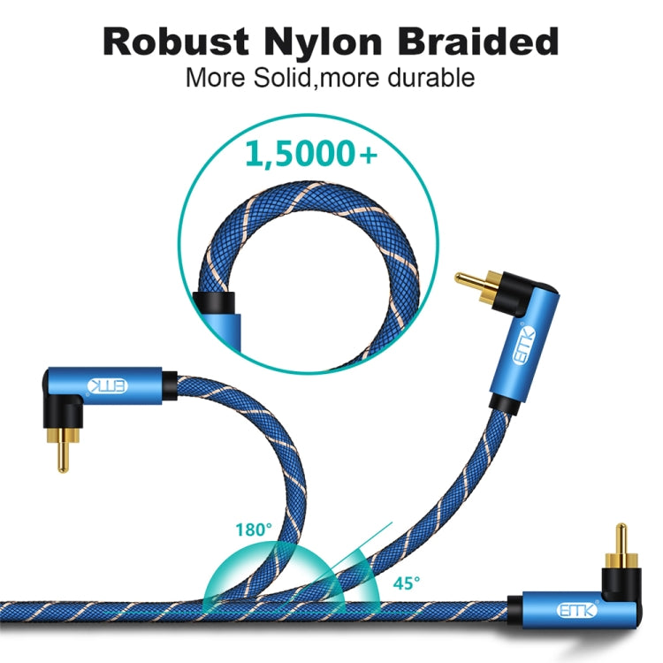 EMK Dual 90-Degree Male To Male Nylon Braided Audio Cable, Cable Length:0.5m(Blue)