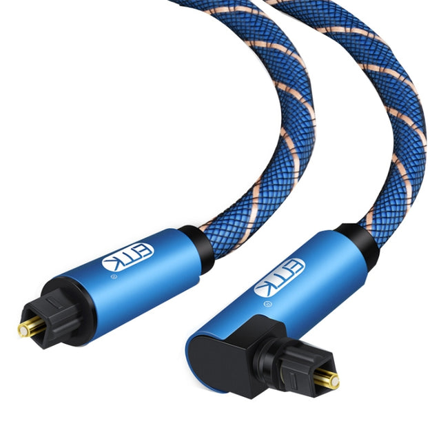 EMK 90 Degree Swivel Adjustable Right Angled 360 Degrees Rotatable Plug Nylon Woven Mesh Optical Audio Cable, Cable Length:1m(Blue)