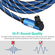 EMK 90 Degree Swivel Adjustable Right Angled 360 Degrees Rotatable Plug Nylon Woven Mesh Optical Audio Cable, Cable Length:8m(Blue)