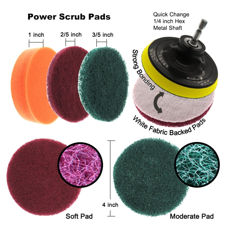 19 in 1 Household Nylon Hexagonal Electric Drill Brush Pads Scouring Sanding Disc Pad Kits - Sponges, Cloths & Brushes by PMC TechLife | Online Shopping South Africa | PMC TechLife | Buy Now Pay Later Mobicred