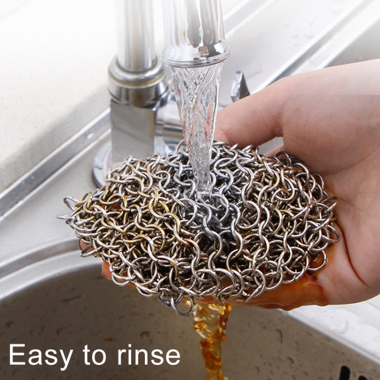 Stainless Steel Square Cast Iron Cleaner Pot Brush Scrubber Home Cookware Kitchen Cleaning Tool, Size:4��4inch - Cleaning Tools by PMC TechLife | Online Shopping South Africa | PMC TechLife