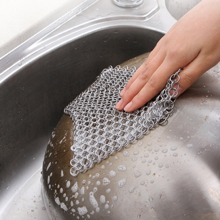 Stainless Steel Square Cast Iron Cleaner Pot Brush Scrubber Home Cookware Kitchen Cleaning Tool, Size:4��4inch - Cleaning Tools by PMC TechLife | Online Shopping South Africa | PMC TechLife