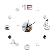 Art Wall Clock Background Wall Stickers TV Wall Stickers 3D Bird Leaves Wall Clock Home Accessories(Silver)
