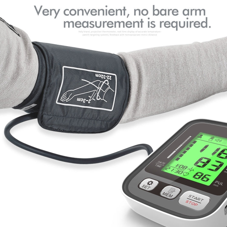 JZ-256A Tri-Color Backlight Automatic Upper Arm Sphygmomanometer Home Electronic Sphygmomanometer, Size:22-42cm(No Voice Broadcast)