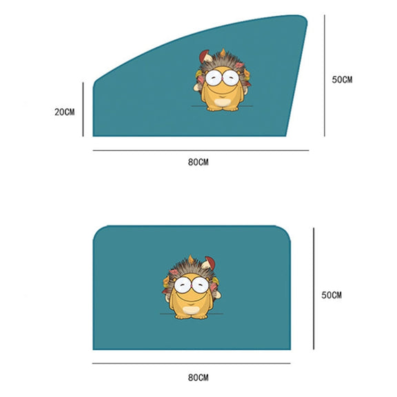 4 PCS / Set Car Window Magnet Sunshade Curtain Heat Insulation Sun Block(Hedgehog)