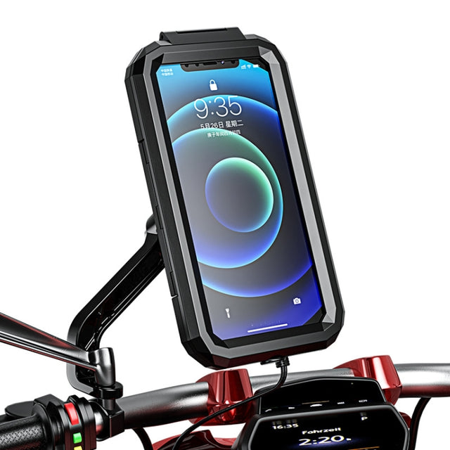 Kewig Bicycle Motorcycle Rearview Mirror Water-resistant Box Touch Screen Phone Holder(Small)