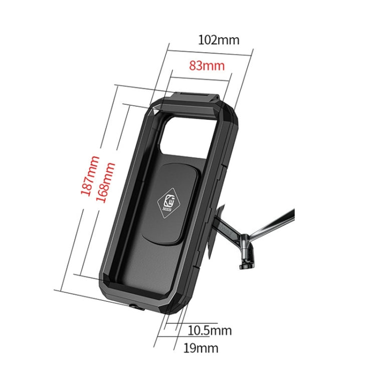 Kewig Bicycle Motorcycle Rearview Mirror Waterproof Box Touch Screen Phone Holder(Large) - free shipping - PMC Jewellery - Order now!